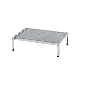 Arbeitsplattform, Höhenverstellbereich 255 - 320 mm, mit Gitterrostplatte, Plattform LxB 910 x 610 mm, feuerverzinkt.