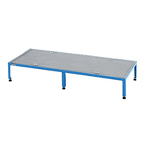 Arbeitsplattform, Höhenverstellbereich 255 - 320 mm, mit Gitterrostplatte, Plattform LxB 1510 x 610 mm, lichtblau.