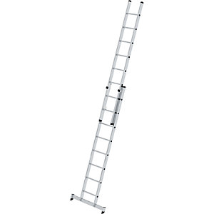 Anlegeleiter höhenverstellbar, Schiebeleiter, 2-teilig, 2 x 8 Sprossen, mit nivello®-Traverse.