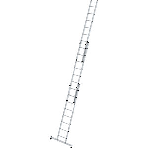 Anlegeleiter höhenverstellbar, Schiebeleiter, 3-teilig mit nivello®-Traverse, 3 x 8 Sprossen.