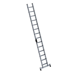 Anlegeleiter mit Stufen, Profiausführung, Breite 420 mm, 14 Stufen, mit nivello®-Traverse.