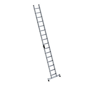 Anlegeleiter mit Stufen, Profiausführung, Breite 420 mm, 16 Stufen, mit nivello®-Traverse.