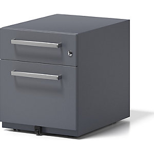 Rollcontainer Note™, mit 1 Hängeregistratur, 1 Universalschublade, HxBxT 495 x 420 x 565 mm, mit Griff, anthrazitgrau.