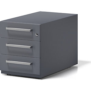 Rollcontainer Note™, mit 3 Universalschubladen, HxBxT 495 x 420 x 775 mm, mit Griff, anthrazitgrau.