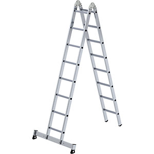 Alu-Klappleiter, als Steh- und Anlegeleiter einsetzbar, 2 x 8 Sprossen.