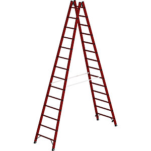 Vollkunststoffleiter, komplett aus GFK, 2 x 14 Sprossen.