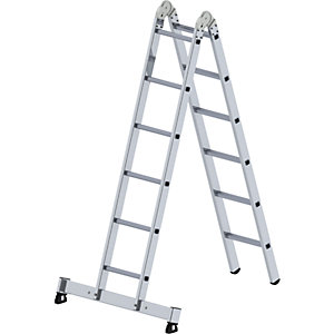 Alu-Klappleiter, als Steh- und Anlegeleiter einsetzbar, 2 x 6 Sprossen.