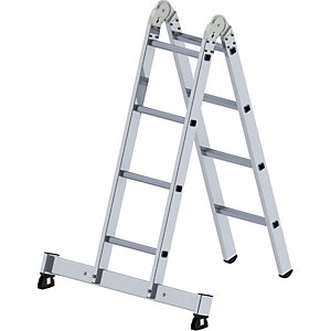 Alu-Klappleiter, als Steh- und Anlegeleiter einsetzbar, 2 x 4 Sprossen.