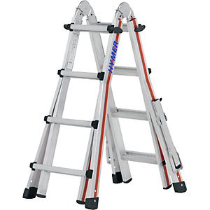 Teleskopleiter, SC 40, mit ausklappbaren Auslegern, 4 x 4 Sprossen.