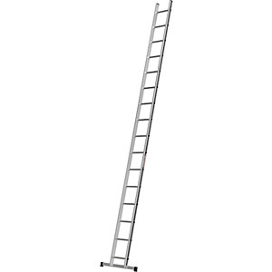 Anlegeleiter mit Sprossen, Breite 350 mm, 16 Sprossen inkl. Traverse.