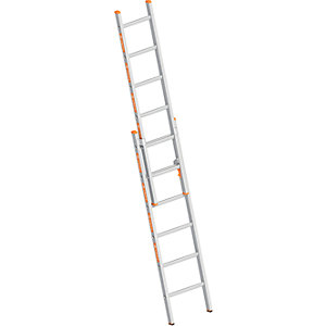 Alu-Schiebeleiter, 2-teilig, ausziehbar, 2 x 6 Sprossen.