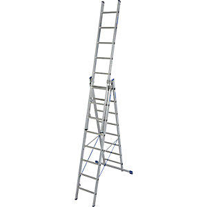 Vielzweckleiter, 3-teilig, mit herausnehmbarem Leiterteil, 3 x 8 Sprossen.