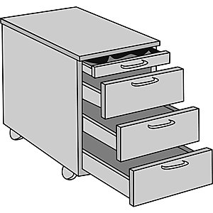 STATUS - Rollcontainer, Utensilienschub, 3 Materialschübe, Buche-Dekor.