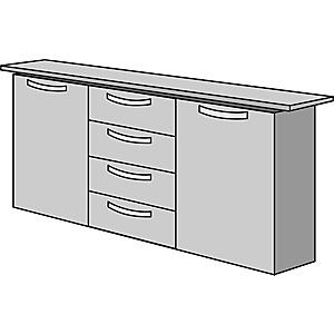 STATUS - Sideboard, 2 Türen, 4 Schubladen, HxBxT 860 x 1500 x 400 mm, lichtgrau.
