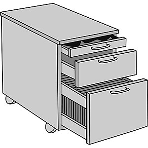 STATUS - Rollcontainer, Utensilienschub, 1 Materialschub, 1 Hängeregistratur, Buche-Dekor.