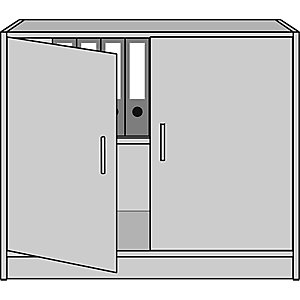 STATUS - Büroschrank, mit Flügeltüren, 1 Fachboden, alusilber / Buche-Dekor.