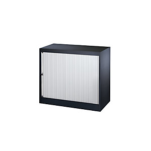 Euro-Rollladenschrank, Breite 800 mm, 1 Fachboden, tiefschwarz / lichtgrau.