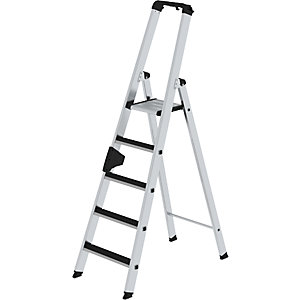 Stufen-Stehleiter CLIP-STEP, einseitig begehbar, geriffelt, 5 Stufen.