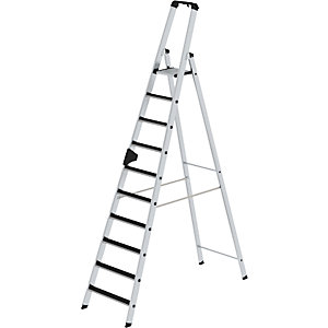Stufen-Stehleiter CLIP-STEP, einseitig begehbar, geriffelt, 10 Stufen.