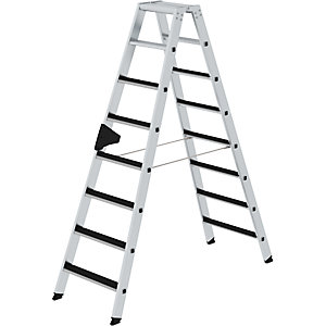 Stufen-Stehleiter CLIP-STEP, beidseitig begehbar, geriffelt, 2 x 8 Stufen.