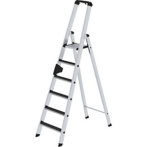 Stufen-Stehleiter CLIP-STEP, einseitig begehbar, rutschhemmend R13, 6 Stufen.
