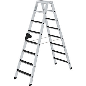 Stufen-Stehleiter CLIP-STEP, beidseitig begehbar, rutschhemmend R13, 2 x 8 Stufen.