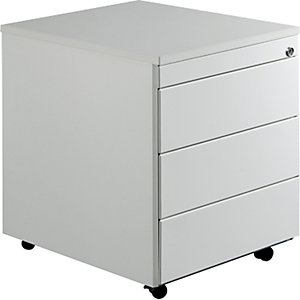 Schubladencontainer mit Rollen, HxT 579 x 600 mm, Kunststoffplatte, 3 Schubladen, lichtgrau / lichtgrau / lichtgrau.