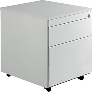 Schubladencontainer mit Rollen, HxT 579 x 600 mm, 1 Materialschub, 1 Hängeregistratur, lichtgrau / lichtgrau / lichtgrau.