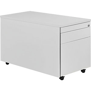 Schubladencontainer mit Rollen, HxT 529 x 800 mm, 1 Materialschub, 1 Hängeregistratur, lichtgrau / lichtgrau / lichtgrau.