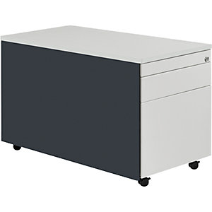 Schubladencontainer mit Rollen, HxT 529 x 800 mm, 1 Materialschub, 1 Hängeregistratur, anthrazitgrau / lichtgrau / lichtgrau.