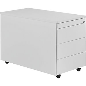 Schubladencontainer mit Rollen, HxT 579 x 800 mm, Kunststoffplatte, 3 Schubladen, lichtgrau / lichtgrau / lichtgrau.
