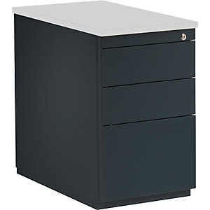 Schubladencontainer, HxT 720 x 800 mm, 2 Materialschübe, 1 Hängeregistratur, anthrazitgrau / anthrazitgrau / lichtgrau.
