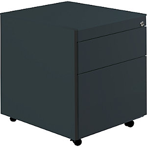Schubladencontainer mit Rollen, HxT 570 x 600 mm, 1 Materialschub, 1 Hängeregistratur, anthrazitgrau / anthrazitgrau / anthrazitgrau.
