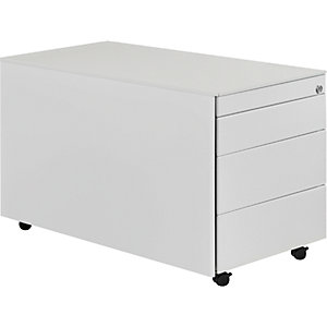 Schubladencontainer mit Rollen, HxT 520 x 800 mm, Stahlplatte, 3 Schubladen, lichtgrau / lichtgrau / lichtgrau.