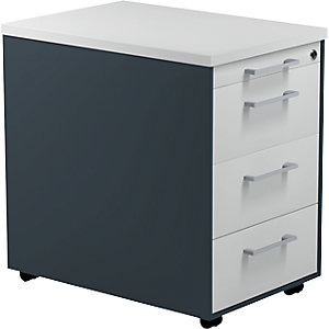 Schubladencontainer auf Rollen, HxT 579 x 600 mm, 3 Schubladen, anthrazitgrau / lichtgrau / lichtgrau.