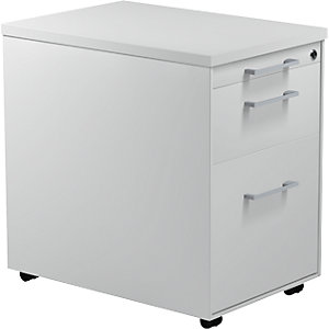 Schubladencontainer auf Rollen, HxT 579 x 600 mm, 1 Materialschub, 1 Hängeregistratur, lichtgrau / lichtgrau / lichtgrau.