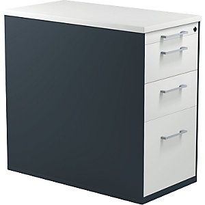 Schubladencontainer mit Sockel, Höhe 720 mm, 2 Materialschübe, 1 Hängeregistratur, anthrazitgrau / lichtgrau / lichtgrau.