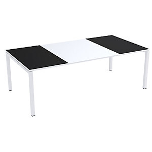 Konferenztisch easyDesk®, HxBxT 750 x 2200 x 1140 mm, weiß/schwarz.