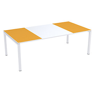 Konferenztisch easyDesk®, HxBxT 750 x 2200 x 1140 mm, weiß/orange.