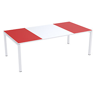 Konferenztisch easyDesk®, HxBxT 750 x 2200 x 1140 mm, weiß/rot.