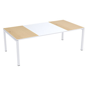 Konferenztisch easyDesk®, HxBxT 750 x 2200 x 1140 mm, weiß/Buche-Dekor.