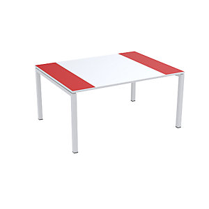 Konferenztisch easyDesk®, HxBxT 750 x 1500 x 1160 mm, weiß/rot.