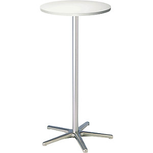 Stehtisch, Ø 600 mm, 1100 mm hoch, Gestell silber, Platte weiß.