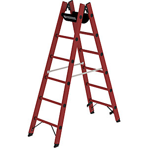 Vollkunststoffleiter, komplett aus GFK, 2 x 6 Sprossen.