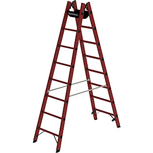 Vollkunststoffleiter, komplett aus GFK, 2 x 8 Sprossen.