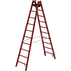 Vollkunststoffleiter, komplett aus GFK, 2 x 10 Sprossen.