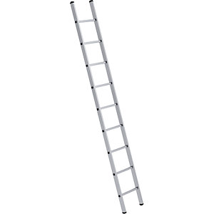 Anlegeleiter mit Sprossen, Breite 350 mm, Holm 58 x 25 mm, 9 Sprossen.