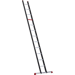 Alu-Anlegeleiter, mit Sprossen, schwarz, 12 Sprossen.
