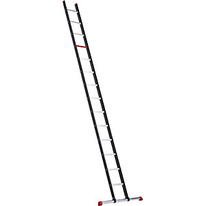 Alu-Anlegeleiter, mit Sprossen, schwarz, 14 Sprossen.