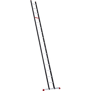 Alu-Anlegeleiter, mit Sprossen, schwarz, 16 Sprossen.